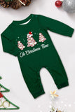 Vert bleu arbre imprimé à manches longues Noël famille pyjama assorti