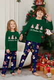 Vert bleu arbre imprimé à manches longues Noël famille pyjama assorti