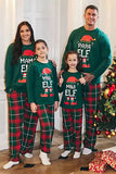 Vert foncé col rond Noël à carreaux famille pyjama assorti ensemble