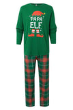 Vert foncé col rond Noël à carreaux famille pyjama assorti ensemble