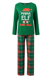 Vert foncé col rond Noël à carreaux famille pyjama assorti ensemble