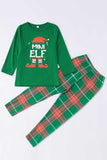 Vert foncé col rond Noël à carreaux famille pyjama assorti ensemble