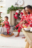 Pyjama familial assorti imprimé Noël rouge à manches longues