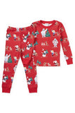 Pyjama familial assorti imprimé Noël rouge à manches longues