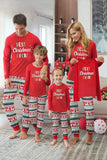 Pyjama familial assorti imprimé à manches longues imprimé de Noël rouge