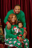 Pyjama assorti familial imprimé Père Noël vert foncé