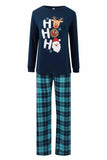 Pyjama assorti familial imprimé Noël bleu foncé