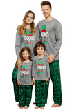 Gris vert à carreaux imprimé Noël famille ensemble de pyjamas assorti
