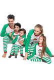 Ensemble de pyjama assorti familial imprimé rayures vertes