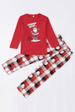 Ensemble de pyjama assorti familial imprimé bonhomme de neige à carreaux rouges