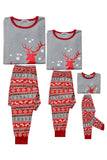 Gris Rayures Rouge Elk Print Noël Famille Pyjama Assorti Ensemble