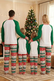 Ensembles de pyjamas familiaux à 2 pièces à motif sapin de Noël vert à col rond