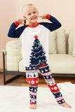 Ensembles de pyjamas familiaux à 2 pièces à motif sapin de Noël vert à col rond