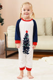 Ensembles de pyjamas familiaux à 2 pièces à motif sapin de Noël vert à col rond