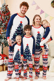 Ensembles de pyjamas familiaux à 2 pièces à motif sapin de Noël vert à col rond