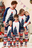 Ensembles de pyjamas familiaux à 2 pièces à motif sapin de Noël vert à col rond