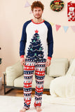 Ensembles de pyjamas familiaux à 2 pièces à motif sapin de Noël vert à col rond