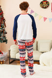 Ensembles de pyjamas familiaux à 2 pièces à motif sapin de Noël vert à col rond