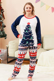 Ensembles de pyjamas familiaux à 2 pièces à motif sapin de Noël vert à col rond