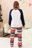 Ensembles de pyjamas familiaux à 2 pièces à motif sapin de Noël vert à col rond