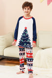 Ensembles de pyjamas familiaux à 2 pièces à motif sapin de Noël vert à col rond