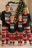 Ensemble de pyjama familial à col rond en mode bonhomme de neige noir rouge Fair Isle