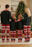 Ensemble de pyjama familial à col rond en mode bonhomme de neige noir rouge Fair Isle