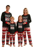 Ensemble de pyjama familial à col rond en mode bonhomme de neige noir rouge Fair Isle