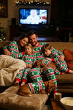 Ensemble de pyjama familial à manches longues à col rond Green Red Fair Isle