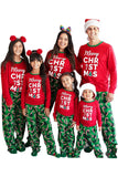 Ensemble de pyjama familial assorti imprimé vert et rouge de Noël