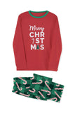 Ensemble de pyjama familial assorti imprimé vert et rouge de Noël