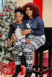 Ensemble de pyjamas familiaux assortis bleu marine à manches longues avec imprimé de Noël