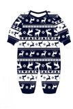 Ensemble de pyjamas familiaux assortis bleu marine à manches longues avec imprimé de Noël