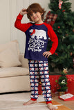 Ensemble de pyjamas assortis pour la famille bleu marine, à manches longues et à col rond