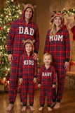 Ensemble de pyjamas assortis pour la famille à manches longues, rouge à carreaux, avec motif de renne