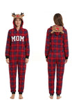 Ensemble de pyjamas assortis pour la famille à manches longues, rouge à carreaux, avec motif de renne