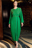 Charger l&#39;image dans la galerie, Robe Maxi à capuche Abaya verte Femmes Caftan Robe de fête