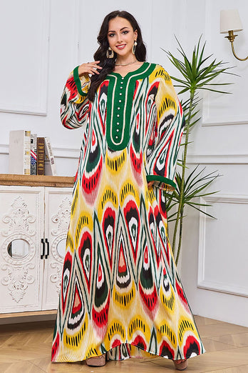 Moyen-Orient Dubai Imprimé Caftan Marocain Abaya Robe