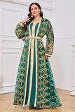 Ensemble deux pièces gilet long brodé Vert foncé Marocain Caftan