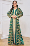 Ensemble deux pièces gilet long brodé Vert foncé Marocain Caftan