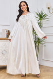 Robe Abaya Caftan Marocain Brodée Blanche Élégante