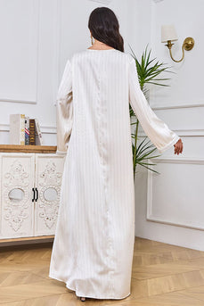 Robe Abaya Caftan Marocain Brodée Blanche Élégante