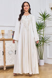 Robe Abaya Caftan Marocain Brodée Blanche Élégante