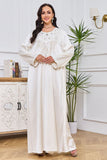 Robe Abaya Caftan Marocain Brodée Blanche Élégante