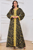 Charger l&#39;image dans la galerie, Noir jaune brodé soirée Abaya Maxi robe caftan longues Robes