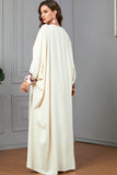 Robe de soirée abaya caftan blanche à manches longues chauve-souris