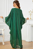 Charger l&#39;image dans la galerie, Robe de soirée abaya kaftan à manches chauve-souris à pois blanc vert