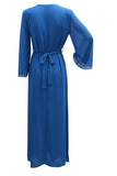 Robe en mousseline de soie Abaya Kaftan d'été perlée bleue