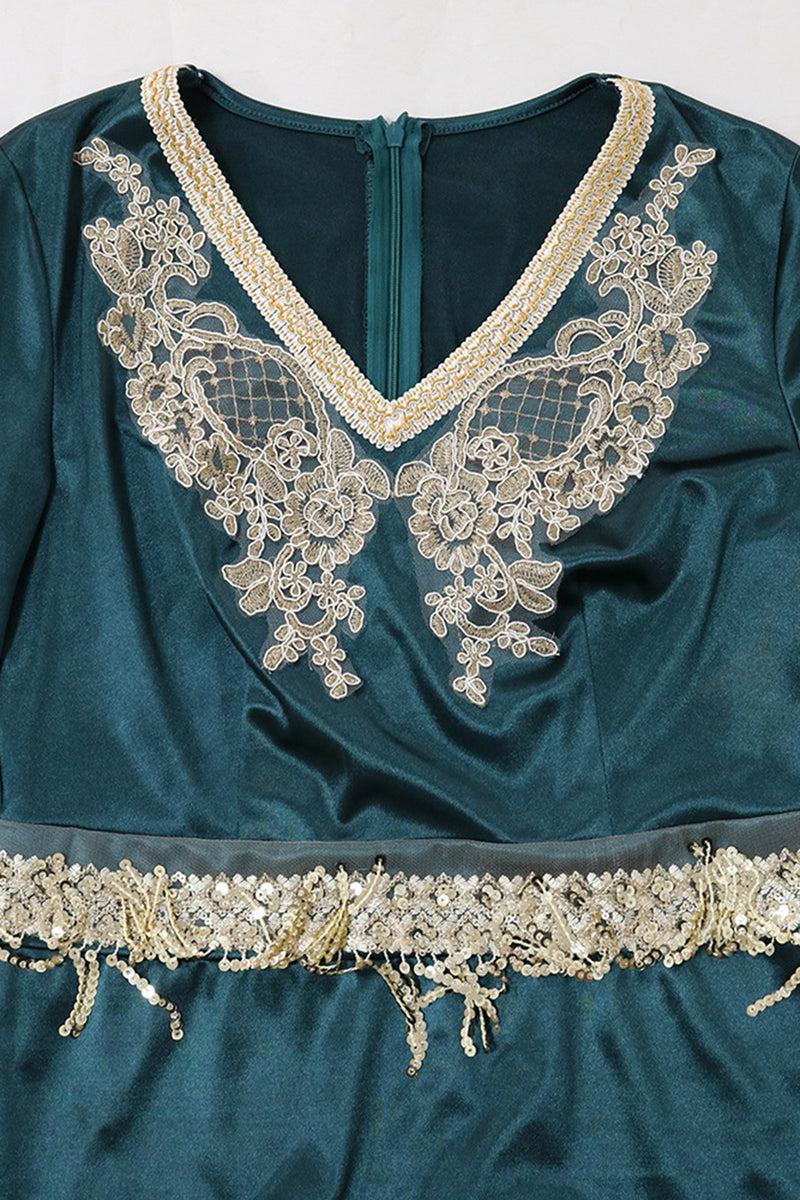 Charger l&#39;image dans la galerie, Robe de soirée Abaya Kaftan d&#39;été bleu paon