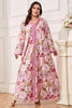 Charger l&#39;image dans la galerie, Robe caftan Abaya grande taille à fleurs Rose Pin avec ceinture